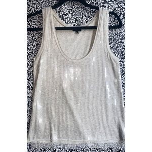 CHampagne J.Crew Heathered Sequin Tank Top Blouse